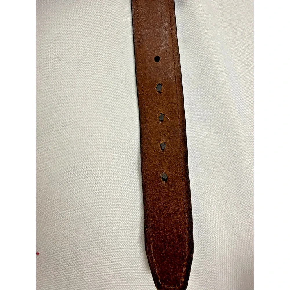 Genuine Leather Belt Brown Classic Dress Casual Dark Bronze Buckle 36